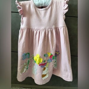 Boden jersey frill dress size 2-3 Y pink Zephyr May Day animals 🌸🐰